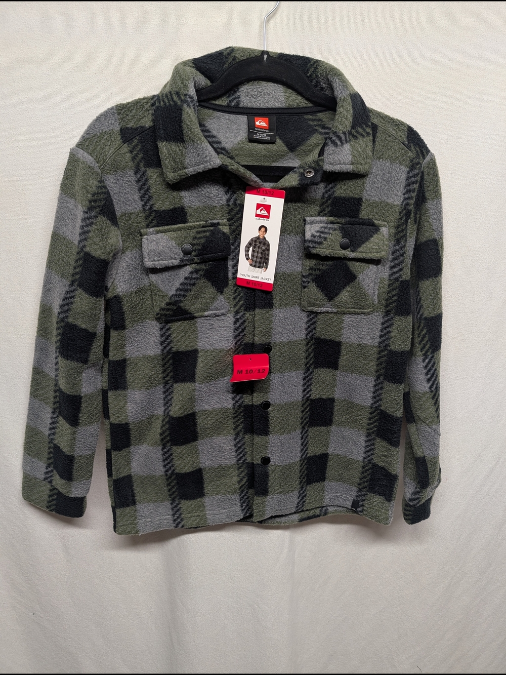 Quiksilver Green & Gray Buffalo Plaid Fleece Shacket